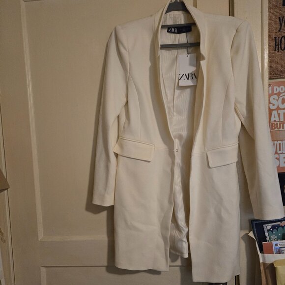NWT Zara Cream Colored Blazer Women's Large - Picture 1 of 7